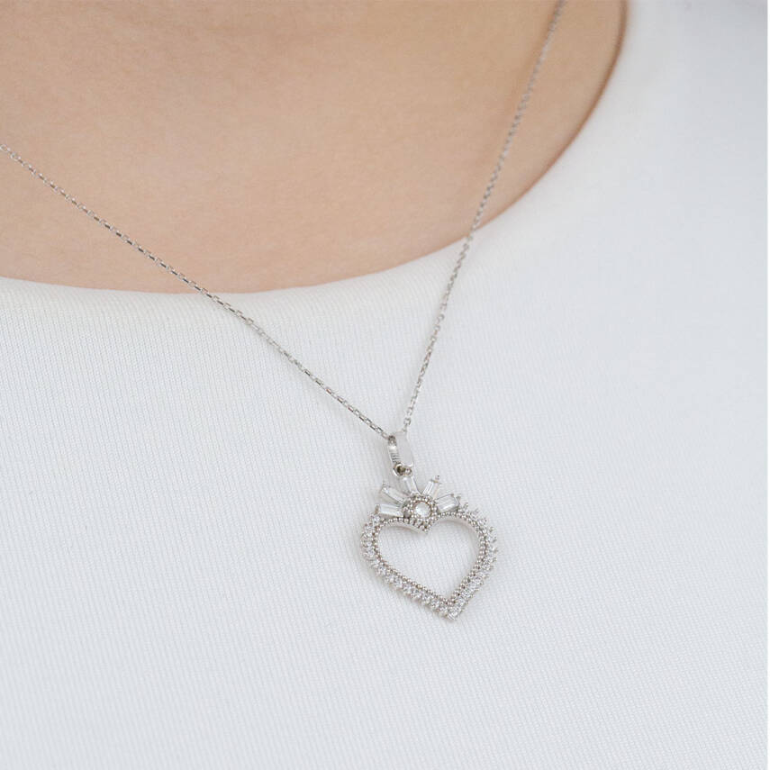 Taşlı Kalp Kolye - 3