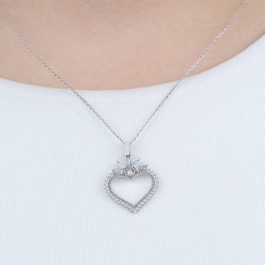Taşlı Kalp Kolye - 1