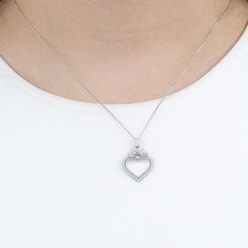 Taşlı Kalp Kolye - 2