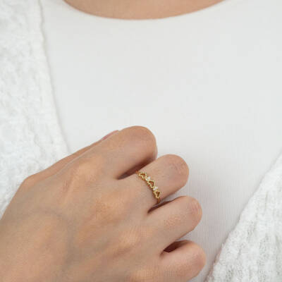 Taşlı Minik Kalp Yüzük - 