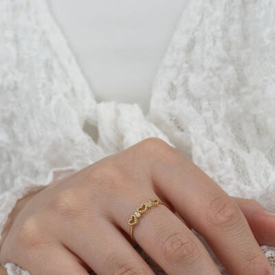 Taşlı Minik Kalp Yüzük - 2