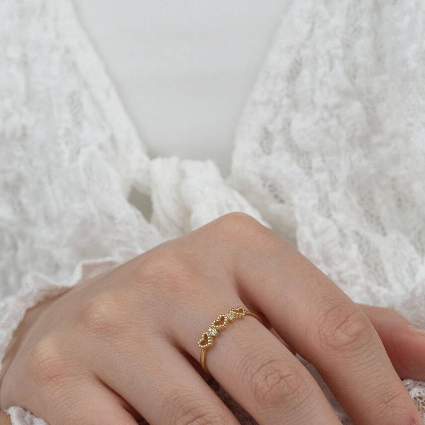 Taşlı Minik Kalp Yüzük - 2