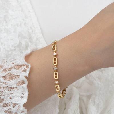 Taşlı Oval Bileklik - 