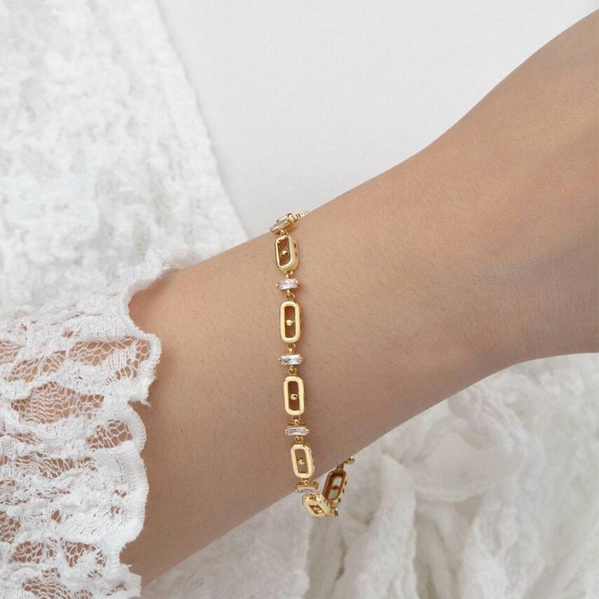 Taşlı Oval Bileklik - 1