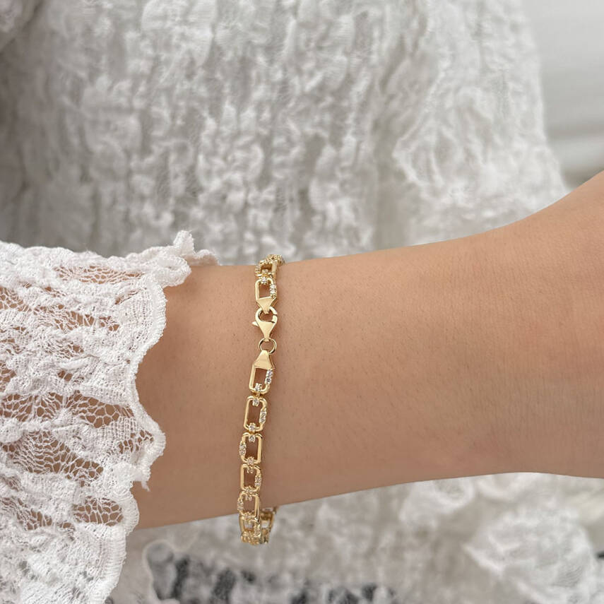 Taşlı Zincir Bileklik - 2