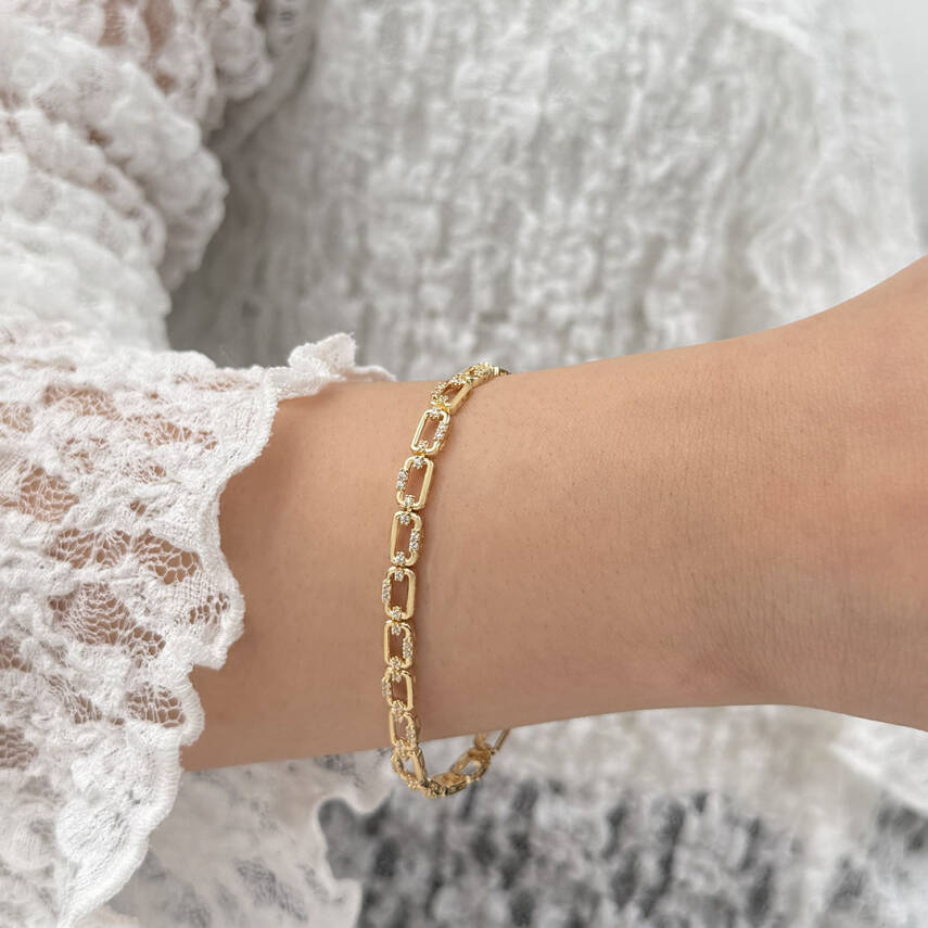 Taşlı Zincir Bileklik - 1