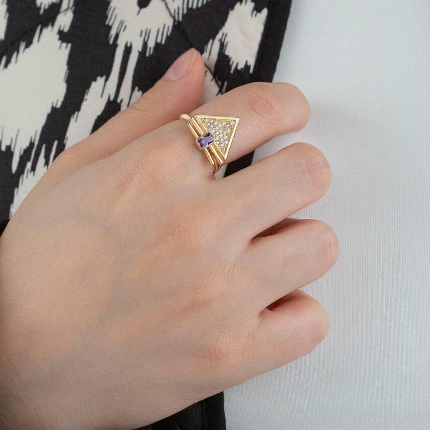 Üçgen Taş Yüzük - 1