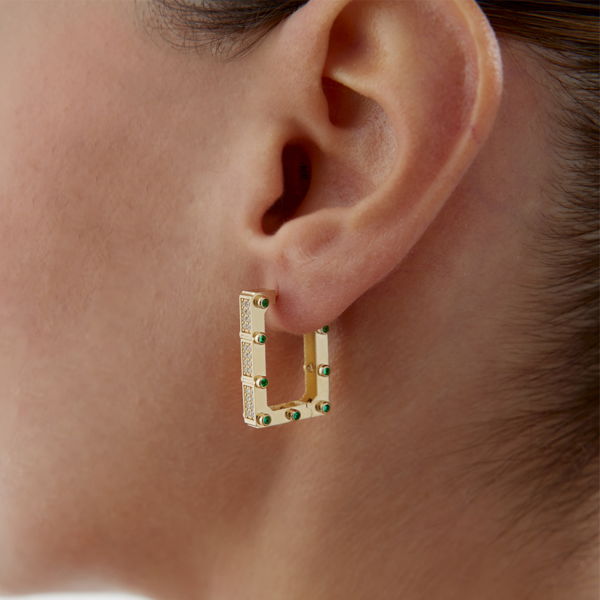 Yeşil Taş Detaylı Tarz Küpe - 1