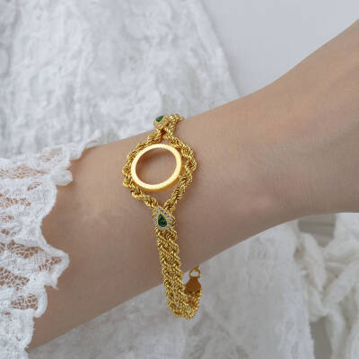 Yeşil Taşlı Çeyrek Boy Bileklik - 