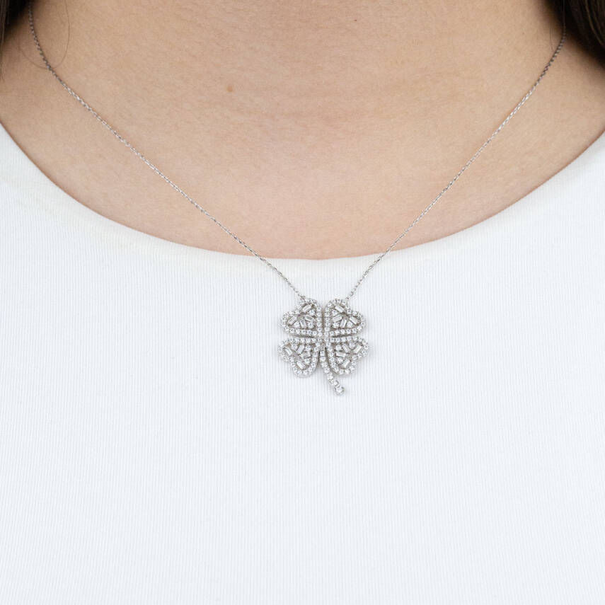 Yonca Taşlı Kolye - 1