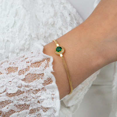 Yuvarlak Renkli Taşlı Bileklik - 