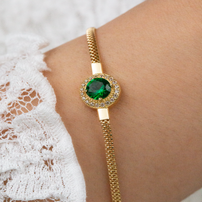 Yuvarlak Renkli Taşlı Bileklik - 2